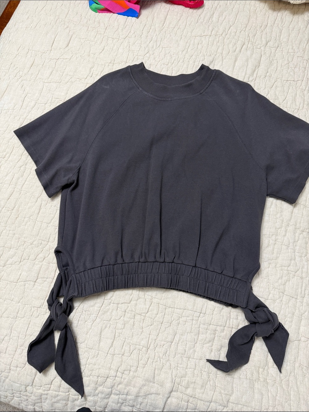 UGG Black Short-Sleeve Tie-Hem Sweatshirt